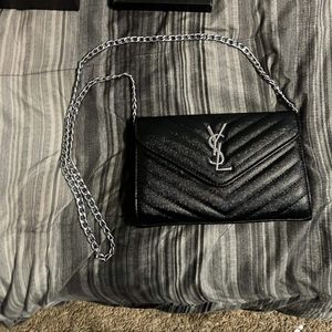 Saint Laurent Monogram Quilted Leather Chain Wallet